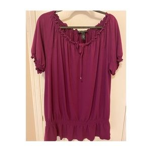 Purple Ruffle Peasant Top